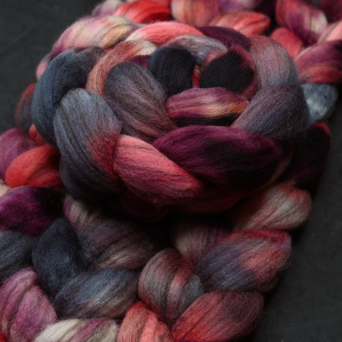 Hail Satin on Hand Dyed Blue Faced Leicester Combed Wool Top 4 oz