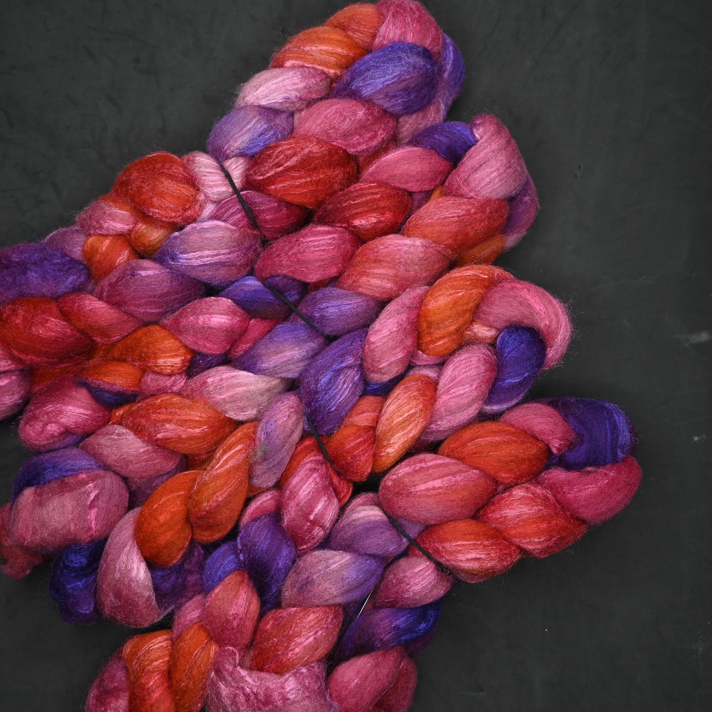Independent Study in Tropics on Hand Dyed 85/15 Blue Faced Leicester Tussah Silk Combed Wool Top 4 oz