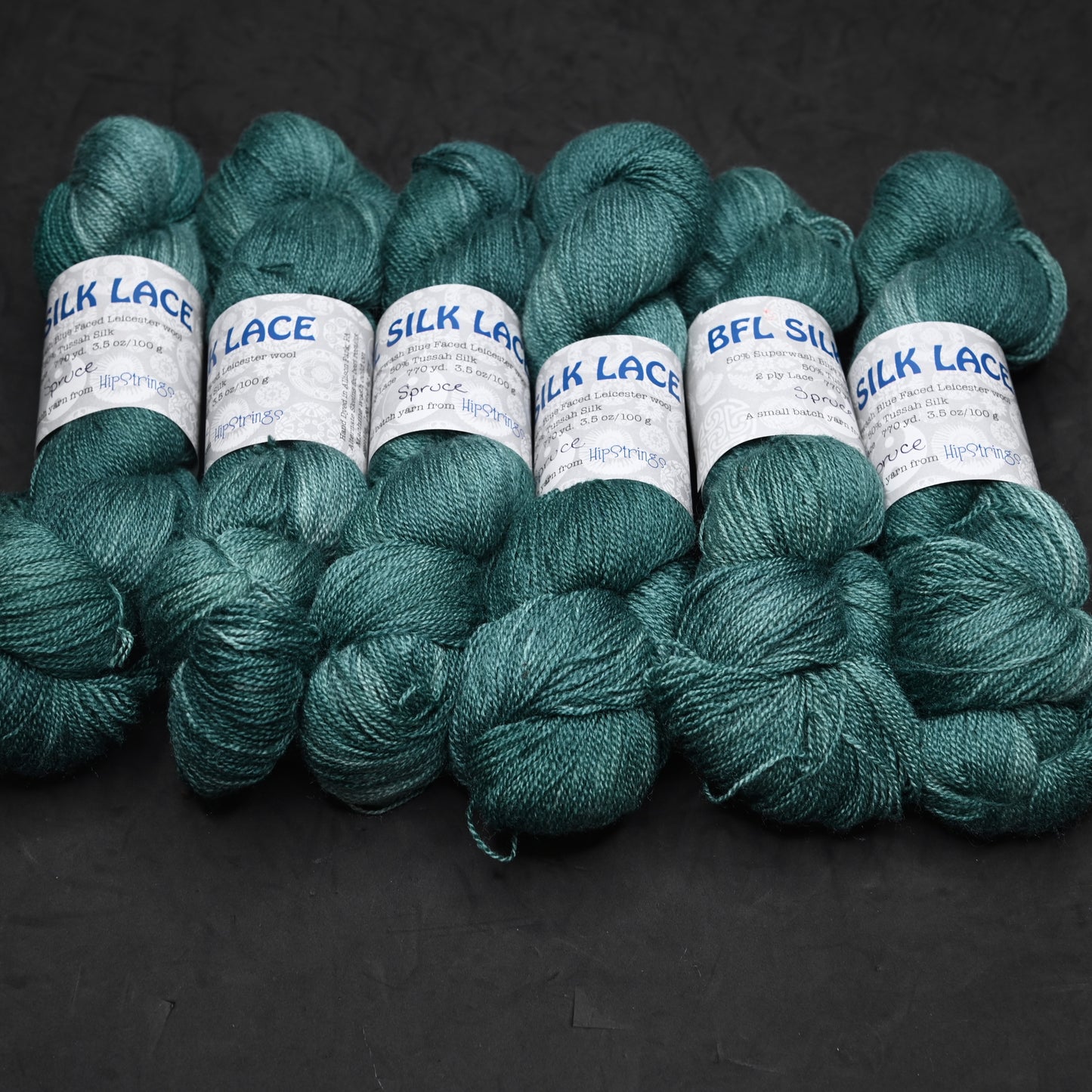 Spruce on Hand Dyed SW BFL Silk Lace Yarn - 100g