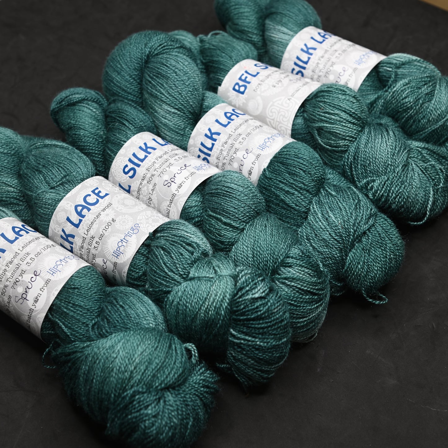Spruce on Hand Dyed SW BFL Silk Lace Yarn - 100g