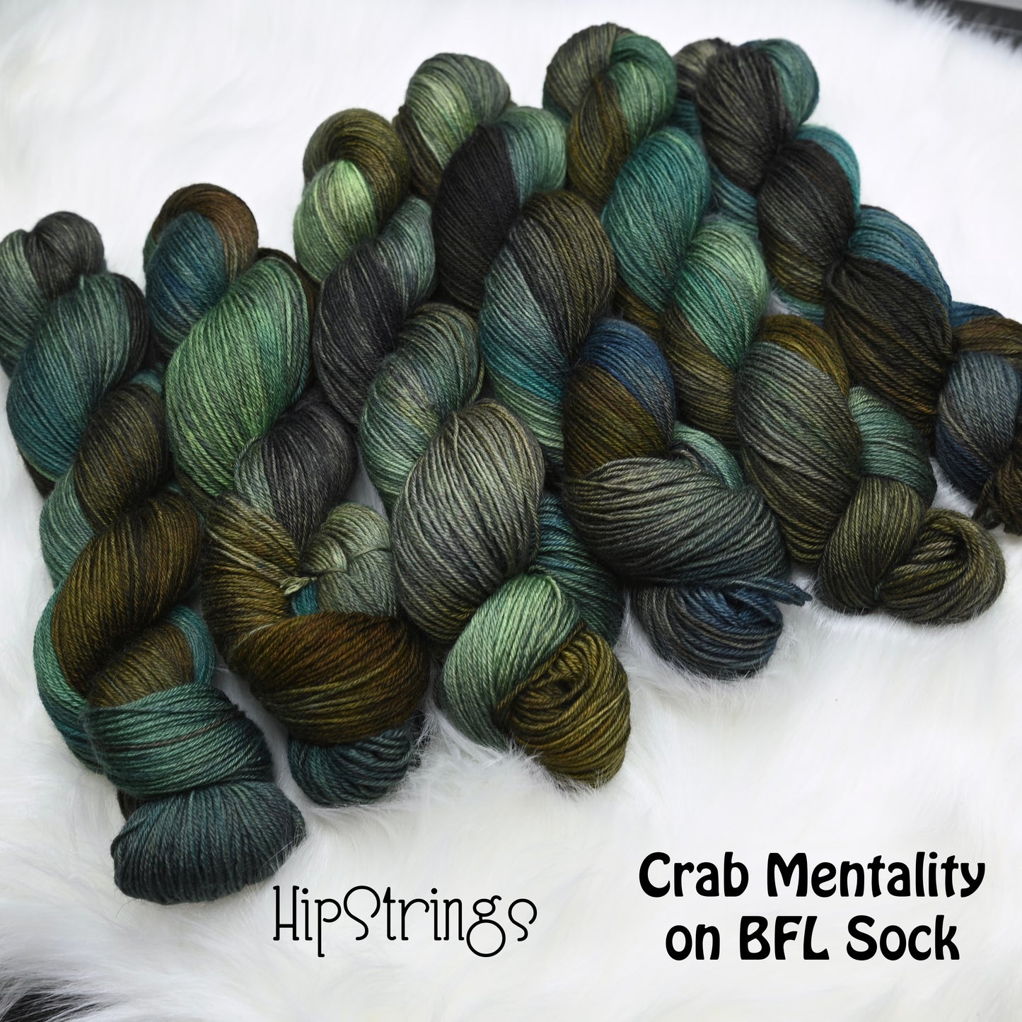 Crab Mentality on Hand Dyed SW BFL Wool Sock Yarn - 437 yd