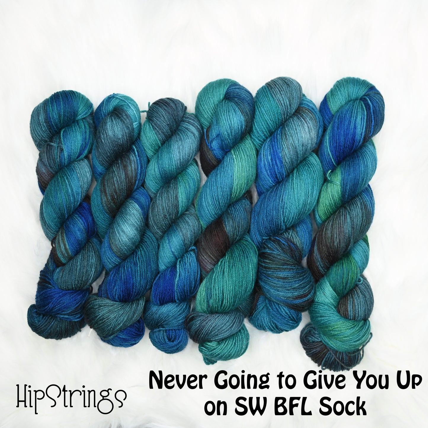Never Going to Give You Up on Hand Dyed SW BFL Wool Sock Yarn - 437 yd