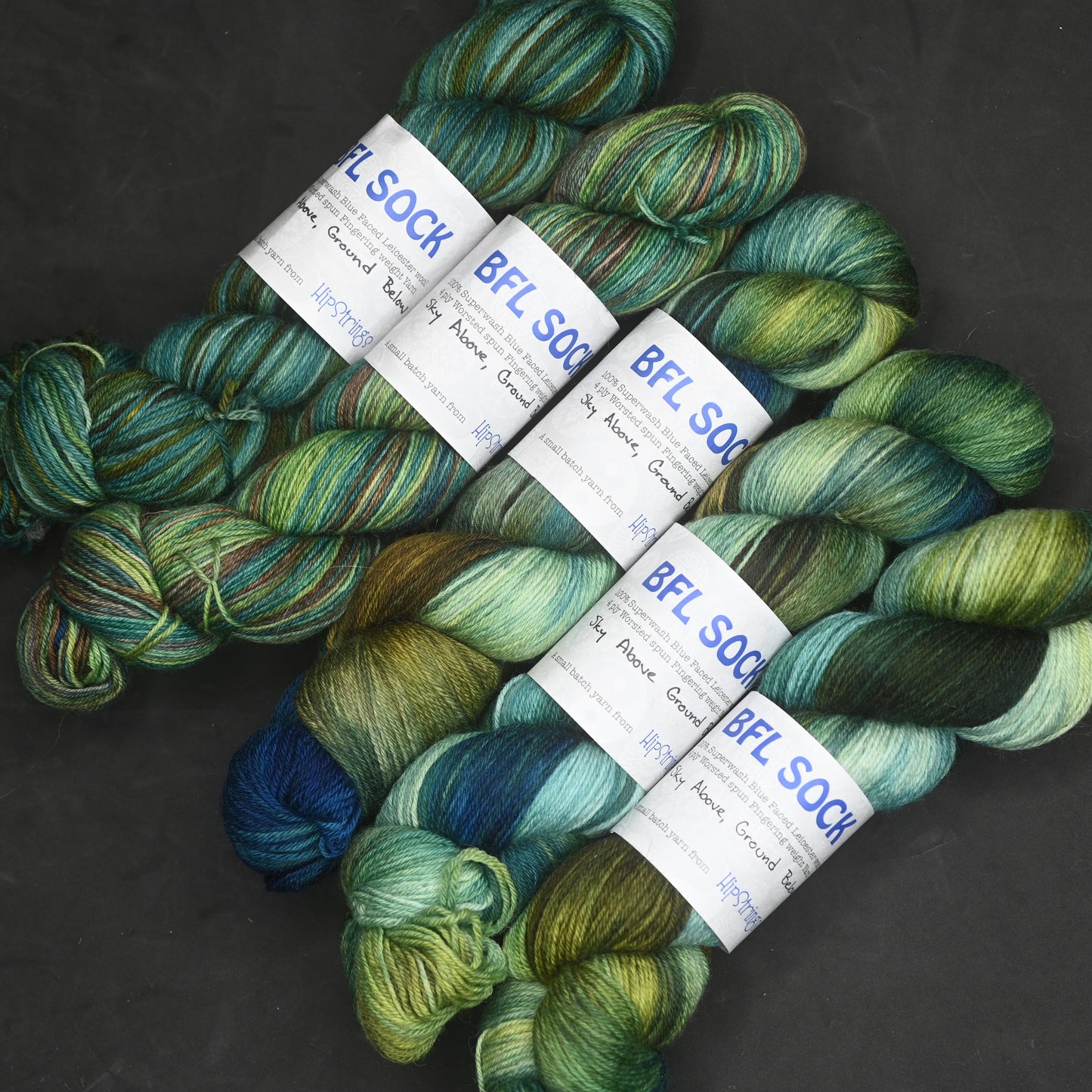 Sky Above, Ground Below on SW Blue Faced Leicester wool Sock Yarn - 100 g