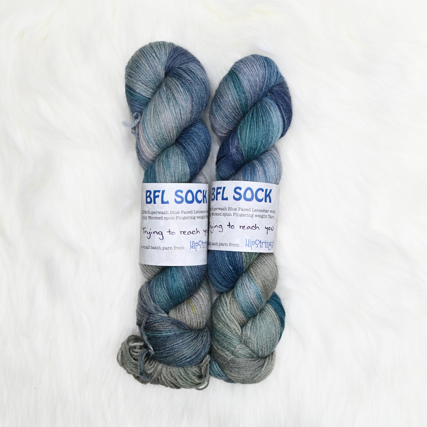Trying to reach you on Hand Dyed SW Blue Faced Leicester Sock Yarn - 437yd/100 g