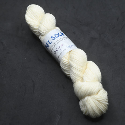 Undyed SW BFL Wool Sock Yarn - 437 yd/3.5 oz