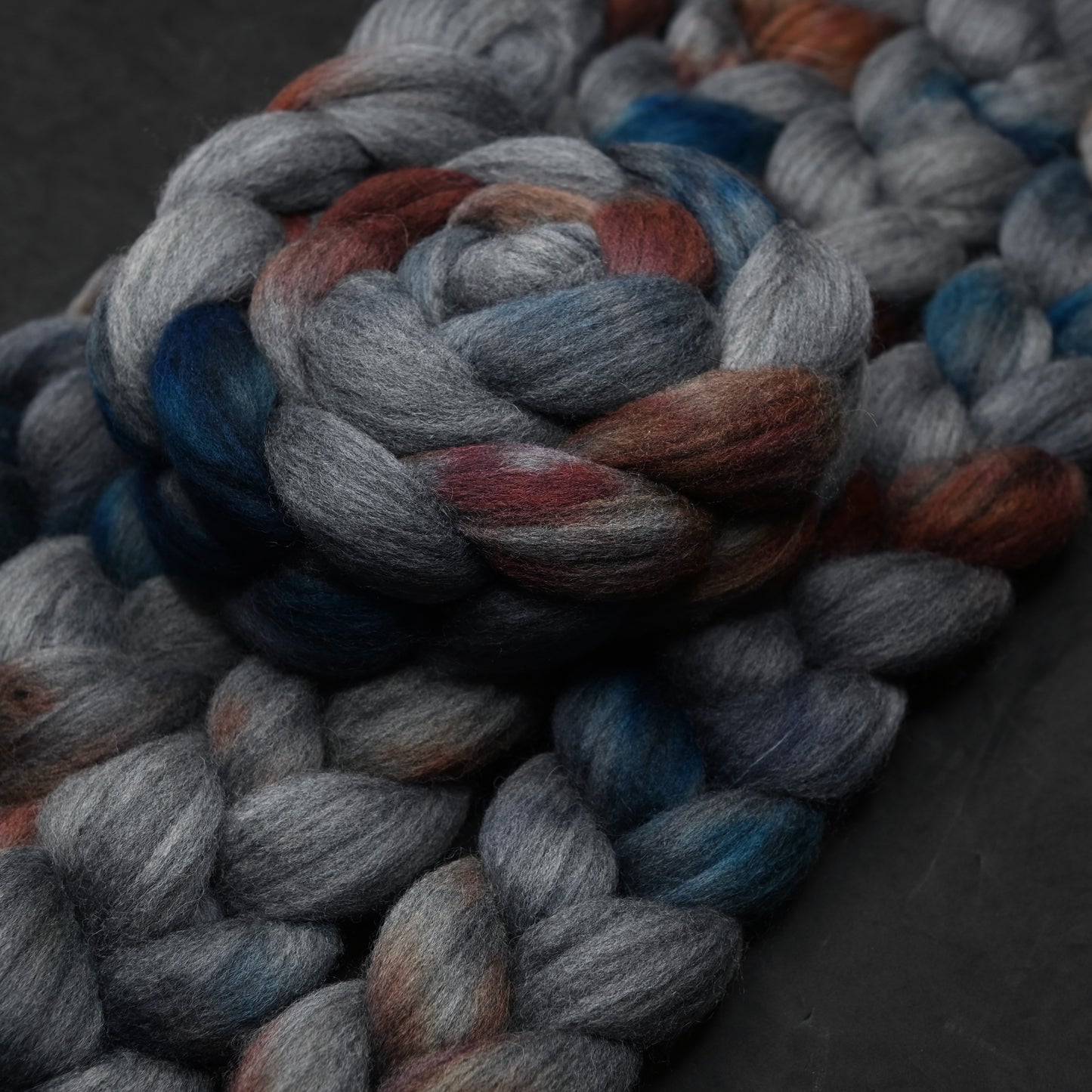 Work Study on Hand Dyed Blue Faced Leicester Combed Wool Top 4 oz