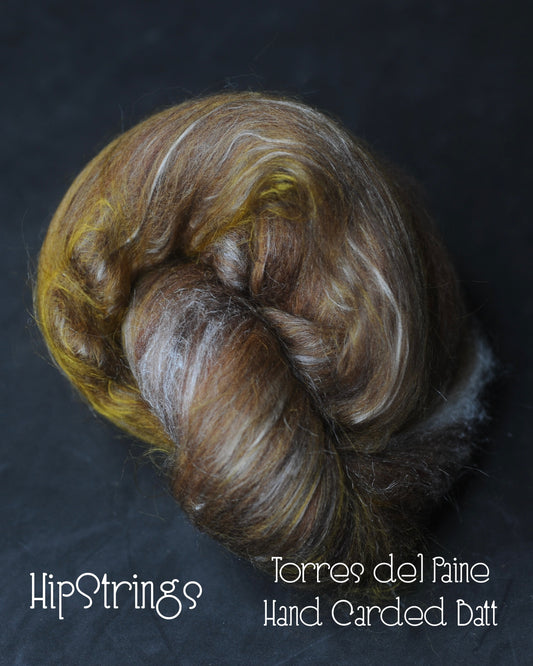 Torres del Paine Hand Carded Batts - Merino Manx Loaghtan Tencel Silk 2 oz
