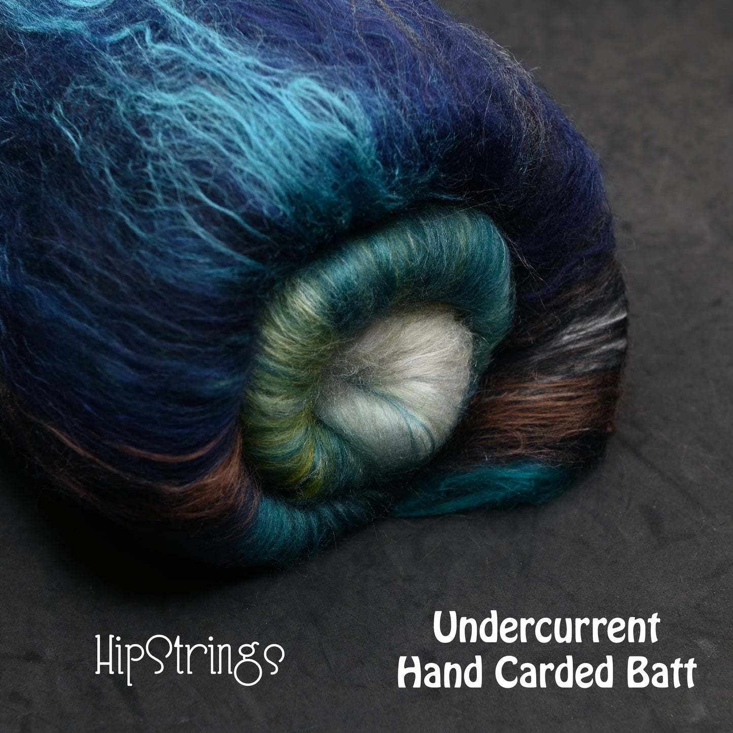 *November Exclusive* Undercurrent Hand Carded Batt - Merino Corriedale Bamboo Silk Ramie - 4 oz