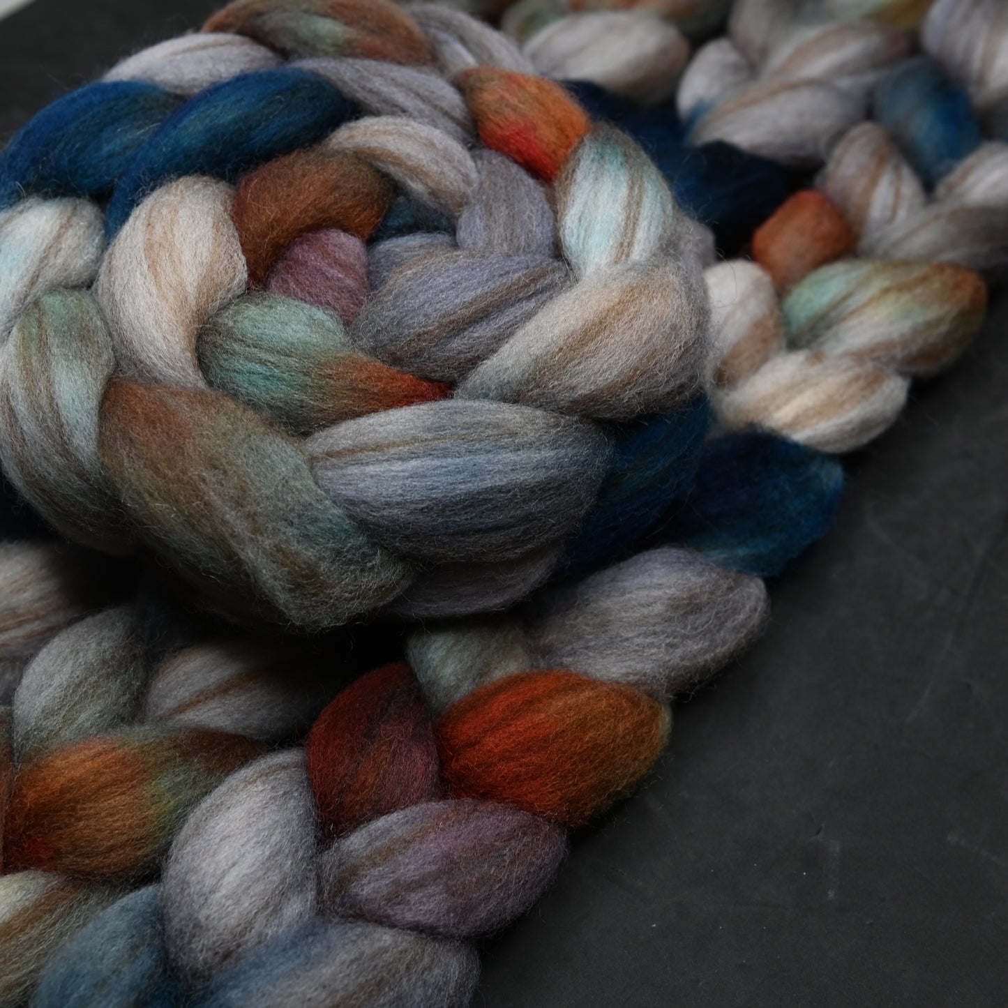 Work Study on Hand Dyed Buoy (BFL/Shetland/Manx Wool) Signature Blend Combed Top - 4 oz