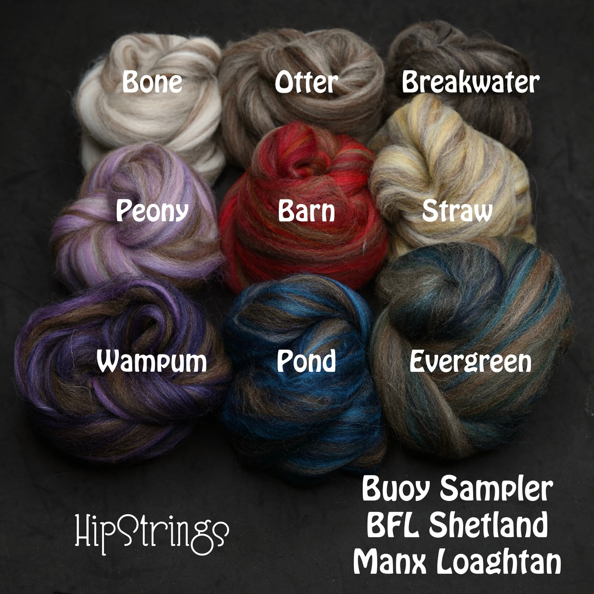 Shades of Buoy Signature Blend Combed Top - BFL Shetland Manx Loaghtan Wool - 4 oz