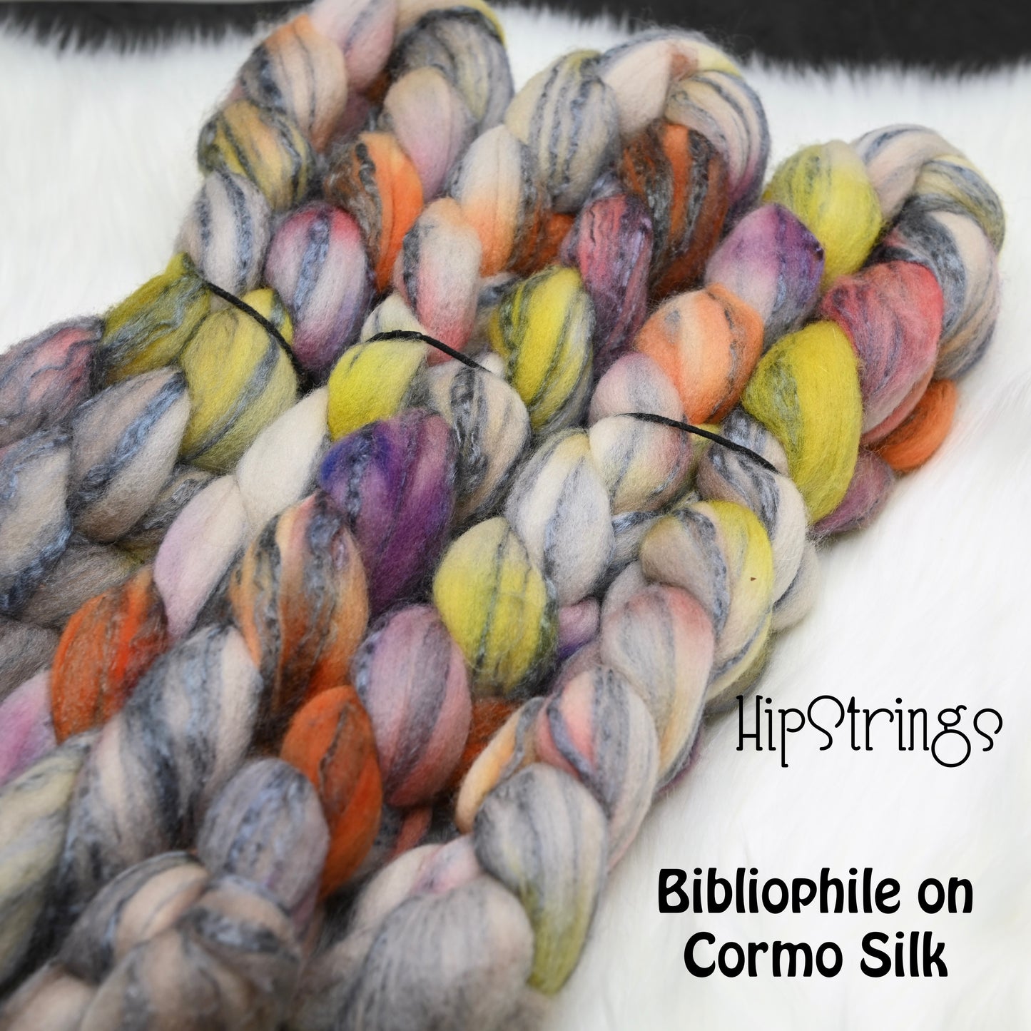 Bibliophile on Hand Dyed 80/20 Cormo Wool Tussah Silk Combed Top - 4 oz