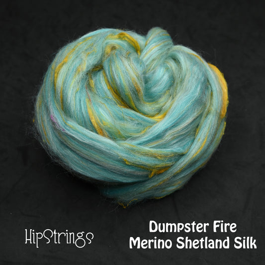 Dumpster Fire Merino Shetland Silk Signature Blend Combed Top - 4 oz