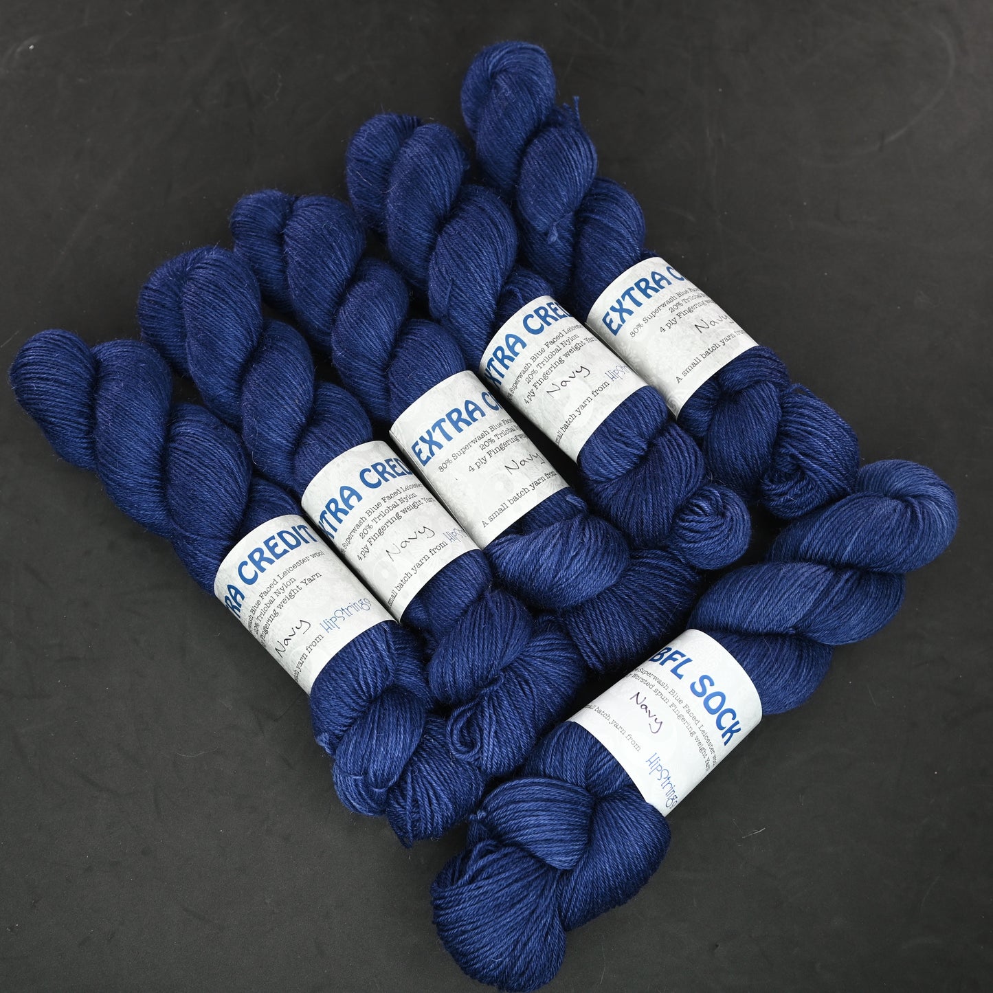 Navy on Extra Credit SW BFL Nylon Sock yarn - 437 yd/100g