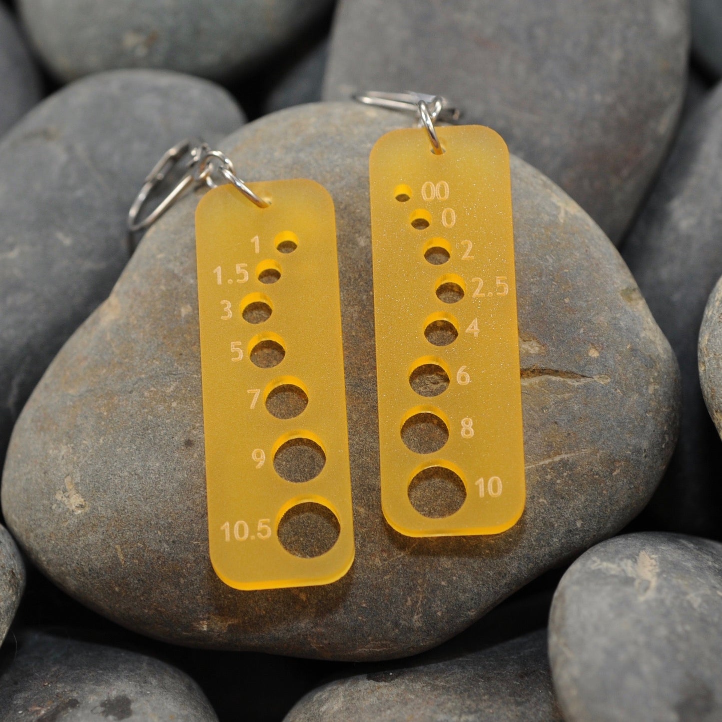 Knitting Needle Gauge Earrings - Assorted Frosted Acrylic