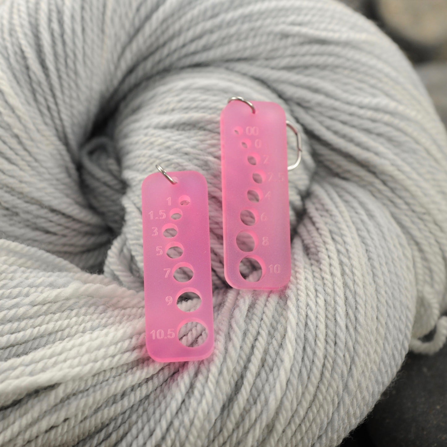 Knitting Needle Gauge Earrings - Assorted Frosted Acrylic