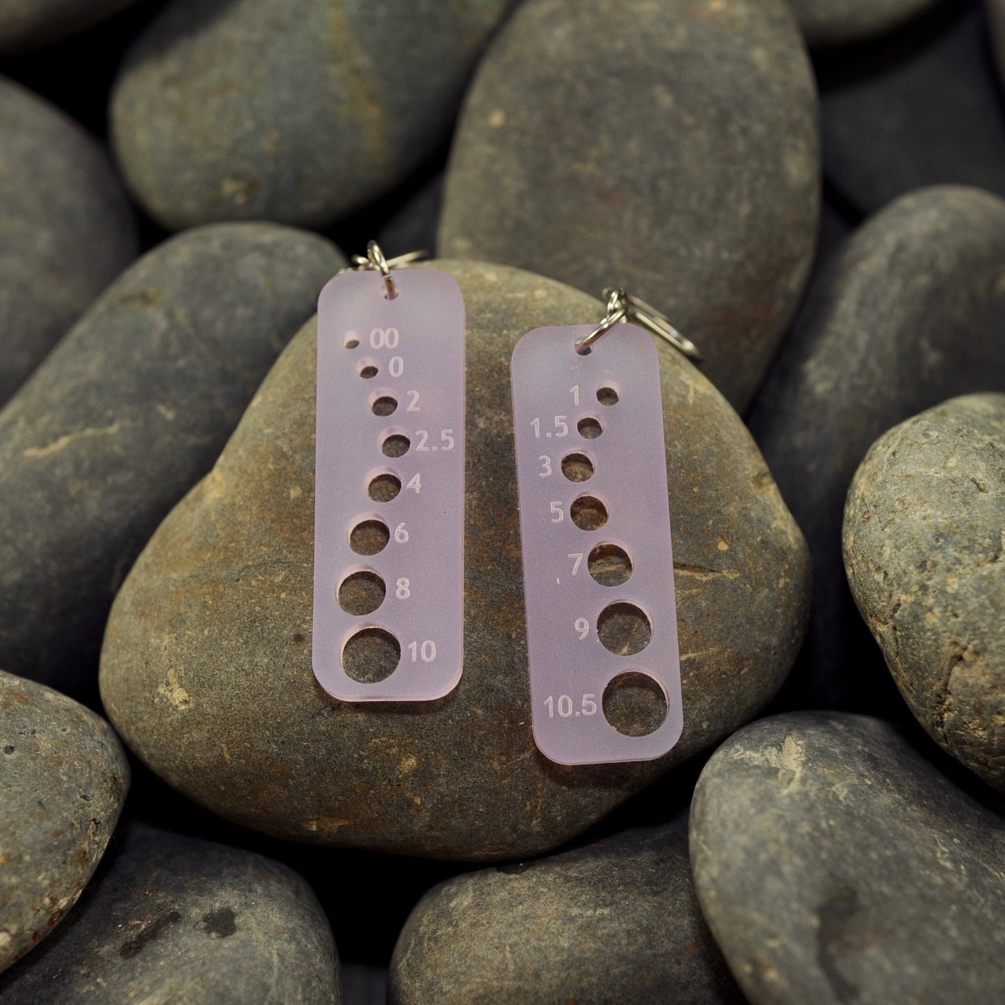 Knitting Needle Gauge Earrings - Assorted Frosted Acrylic