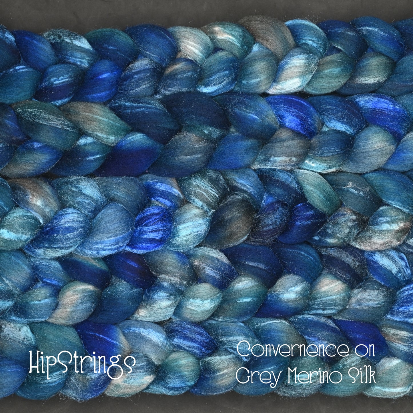 Convergence on Hand Dyed Grey Merino/Tussah Silk Combed Top 4 oz