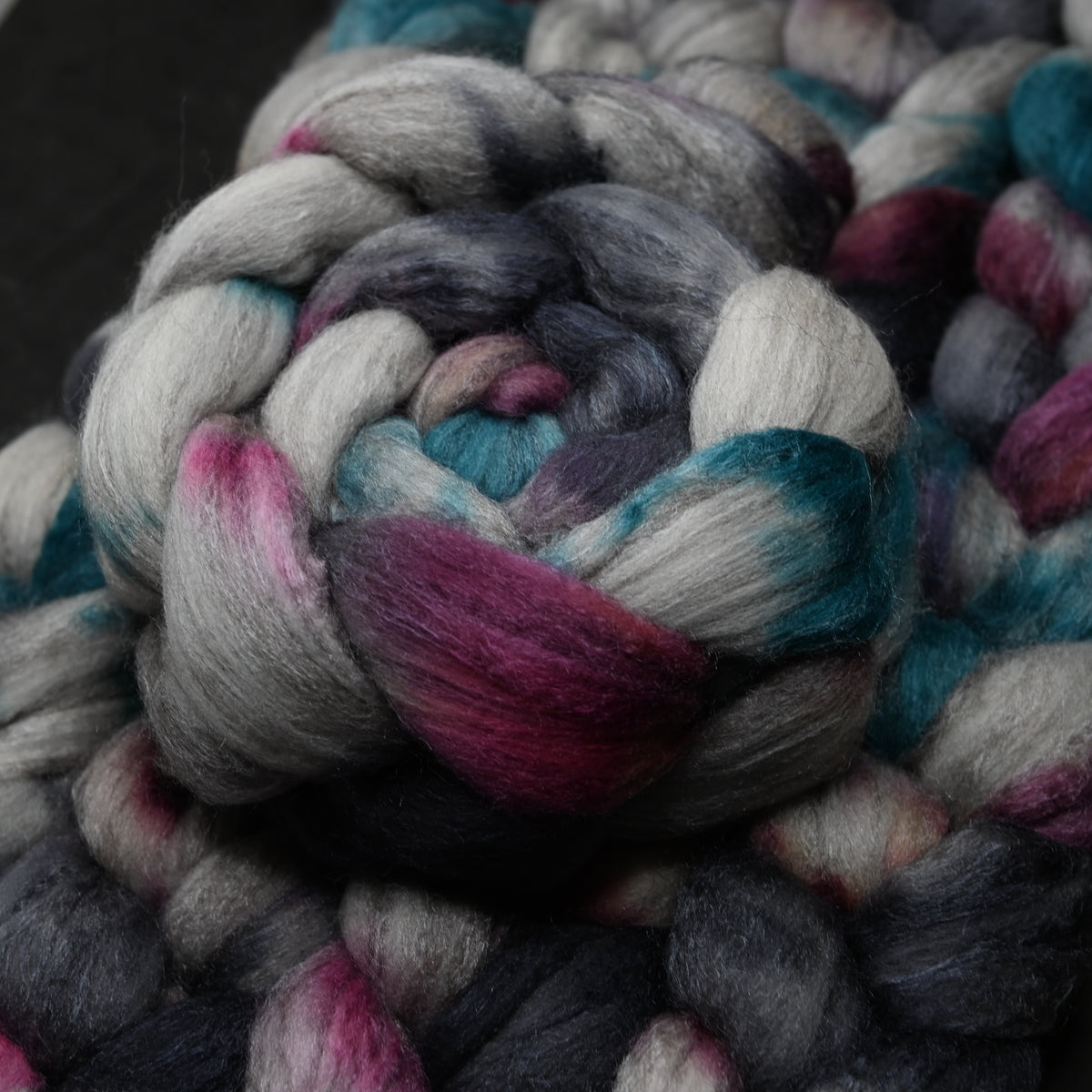 Exhausted Pigeon on Hand Dyed Merino Yak Silk Combed Top - 4 oz