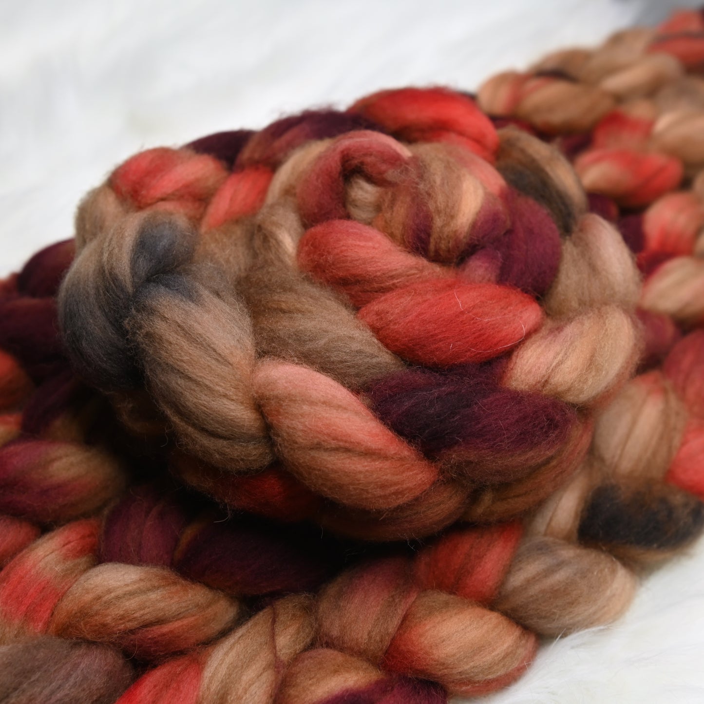 Strawberry Rhubarb on Hand Dyed Baby Camel Superfine Merino wool Combed top - 4 oz