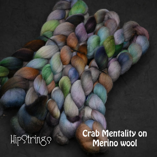 Crab Mentality on Hand Dyed Merino Wool Combed Top - 4 oz