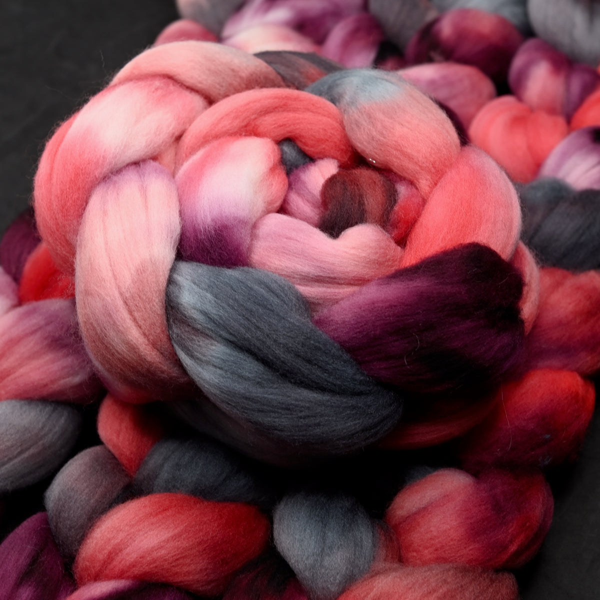 Hail Satin on Hand Dyed 21.5 micron Merino Wool Combed Top - 4 oz