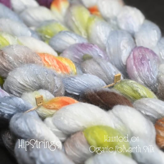 Haunted on Hand Dyed Fine Polwarth Wool Silk Combed Top - 4 oz