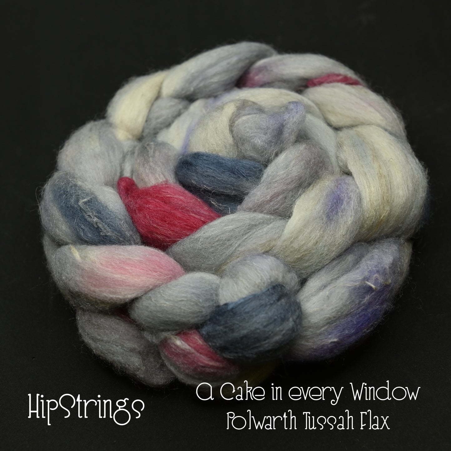 A Cake in Every Window on Hand Dyed Polwarth/Silk/Flax Combed Wool Top - 4 oz