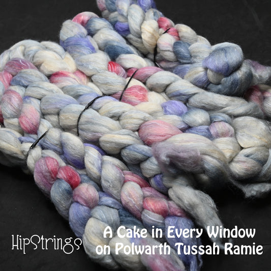 A Cake in Every Window on Hand Dyed Polwarth Silk Ramie Combed Top - 4 oz