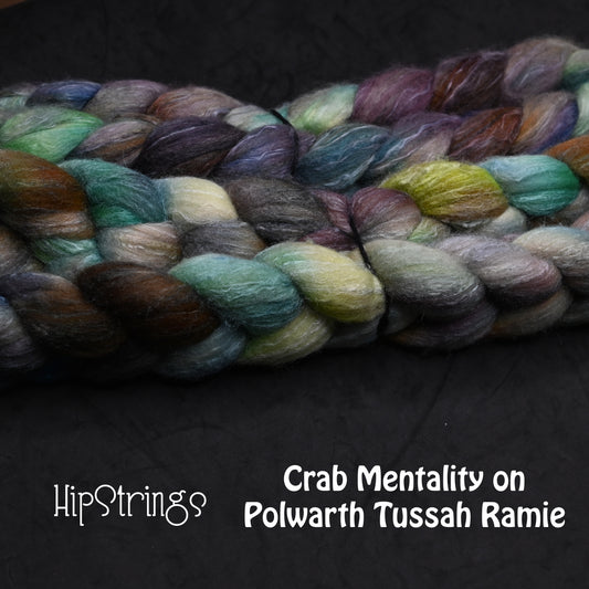 Crab Mentality on Hand Dyed Polwarth/Silk/Ramie Combed Top - 4 oz