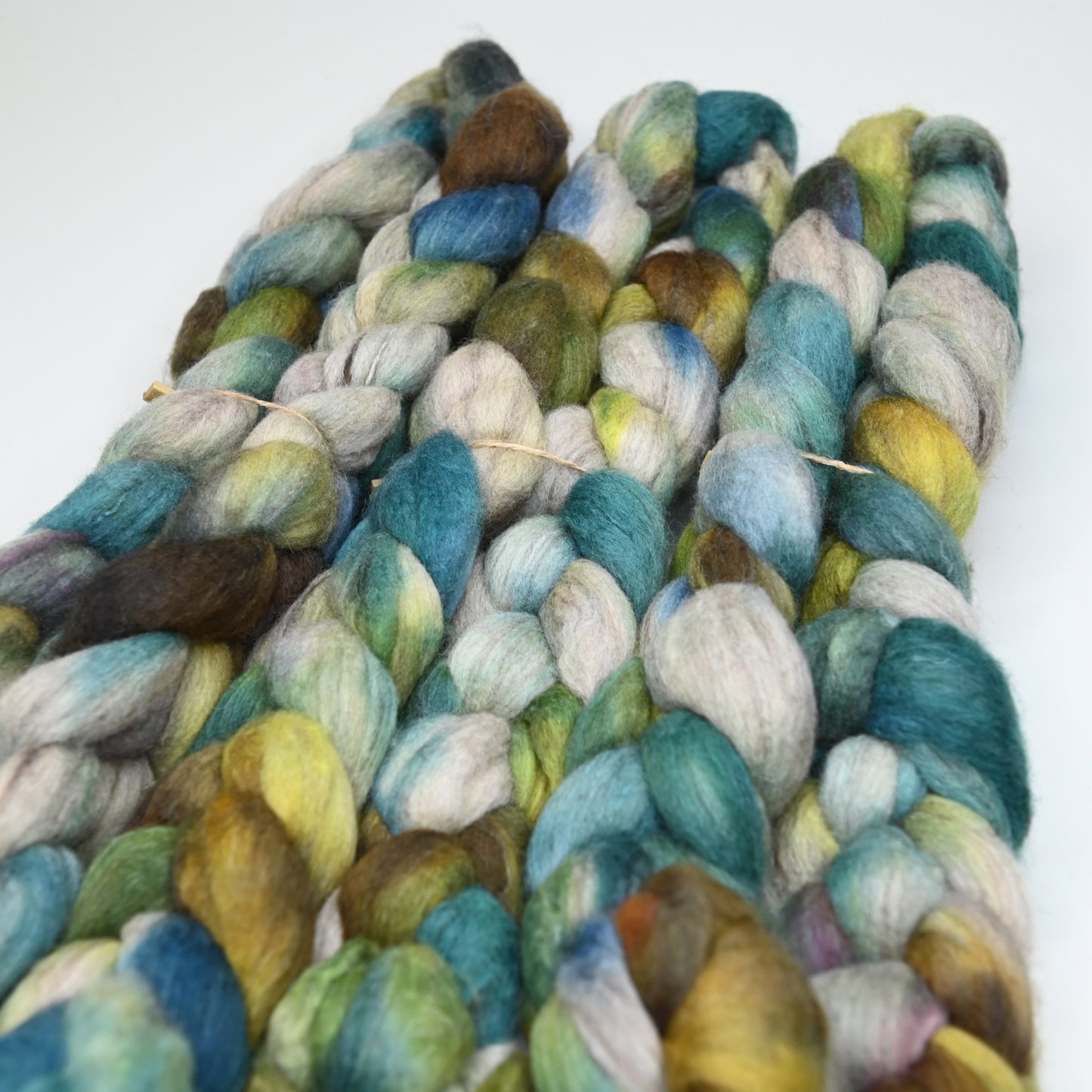 Sky Above, Ground Below on Hand Dyed Polwarth Wool Yak Silk Combed Top - 4 oz