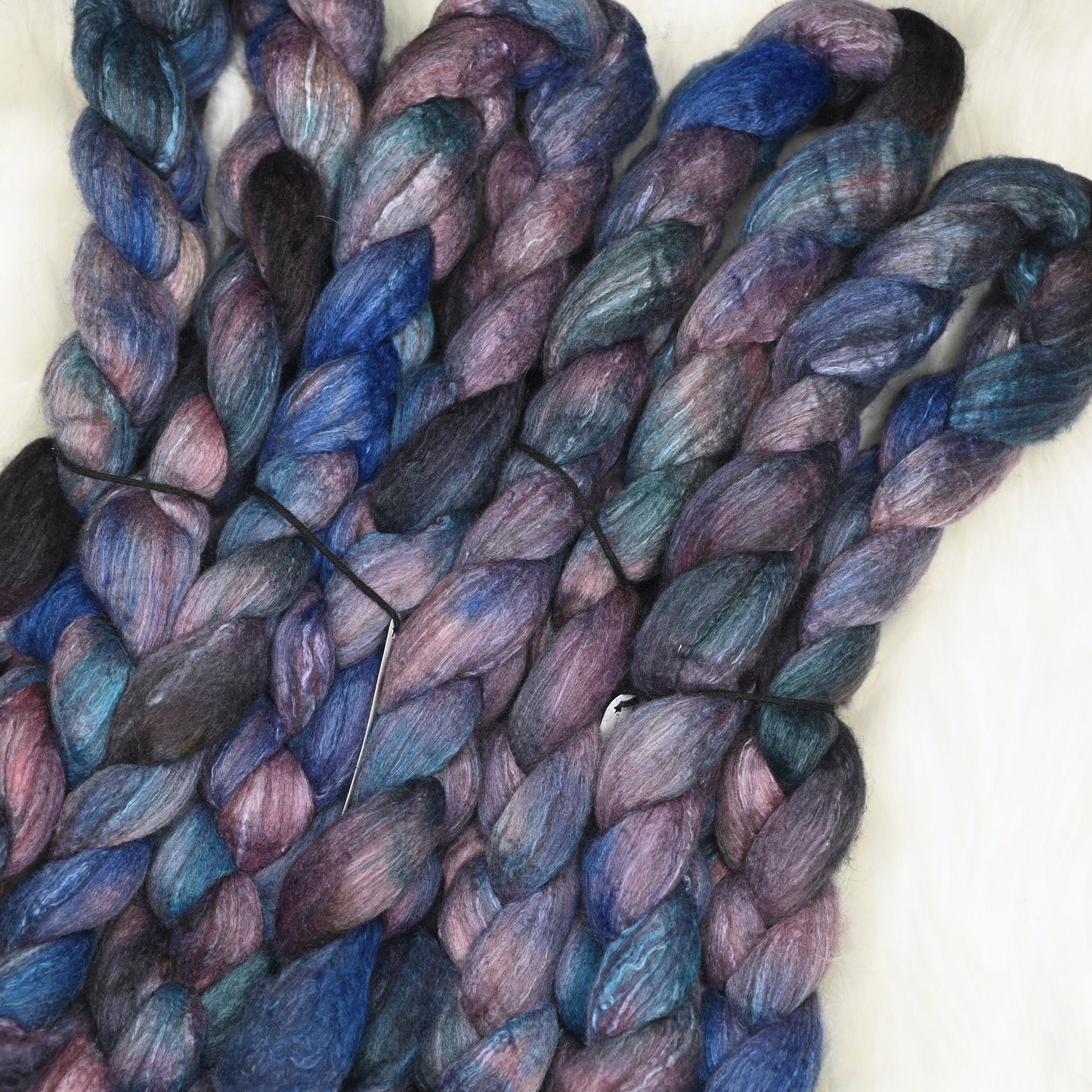 Stormking on Hand Dyed Polwarth Wool Yak Silk Combed Top - 4 oz