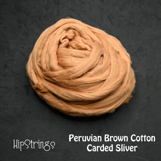 Peruvian Brown Cotton Carded Sliver - 4 ounces