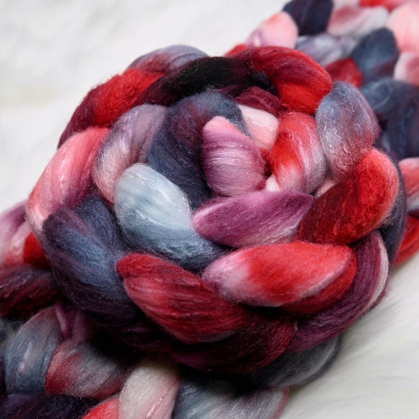 Hail Satin on Hand Dyed 80/20 Rambouillet Wool Tussah Silk Combed Top - 4 oz