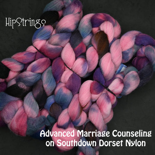Advanced Marriage Counseling - Hand Dyed Southdown/Dorset Horn/Bio-Nylon Combed Top - 4 oz