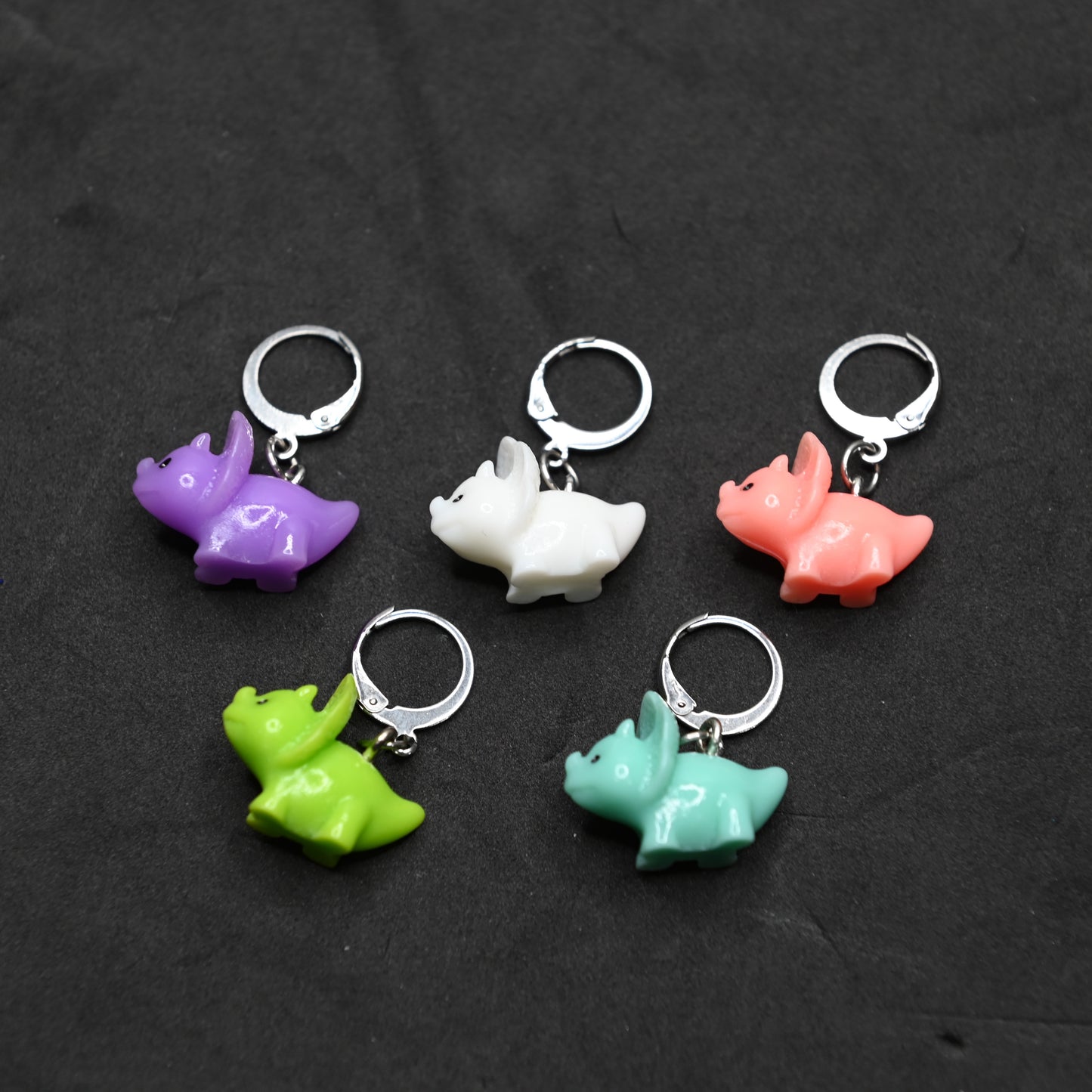 Triceratops Locking Stitch Markers - Set of 5