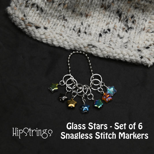 Glass Stars Snagless Stitch Markers - Set of 6