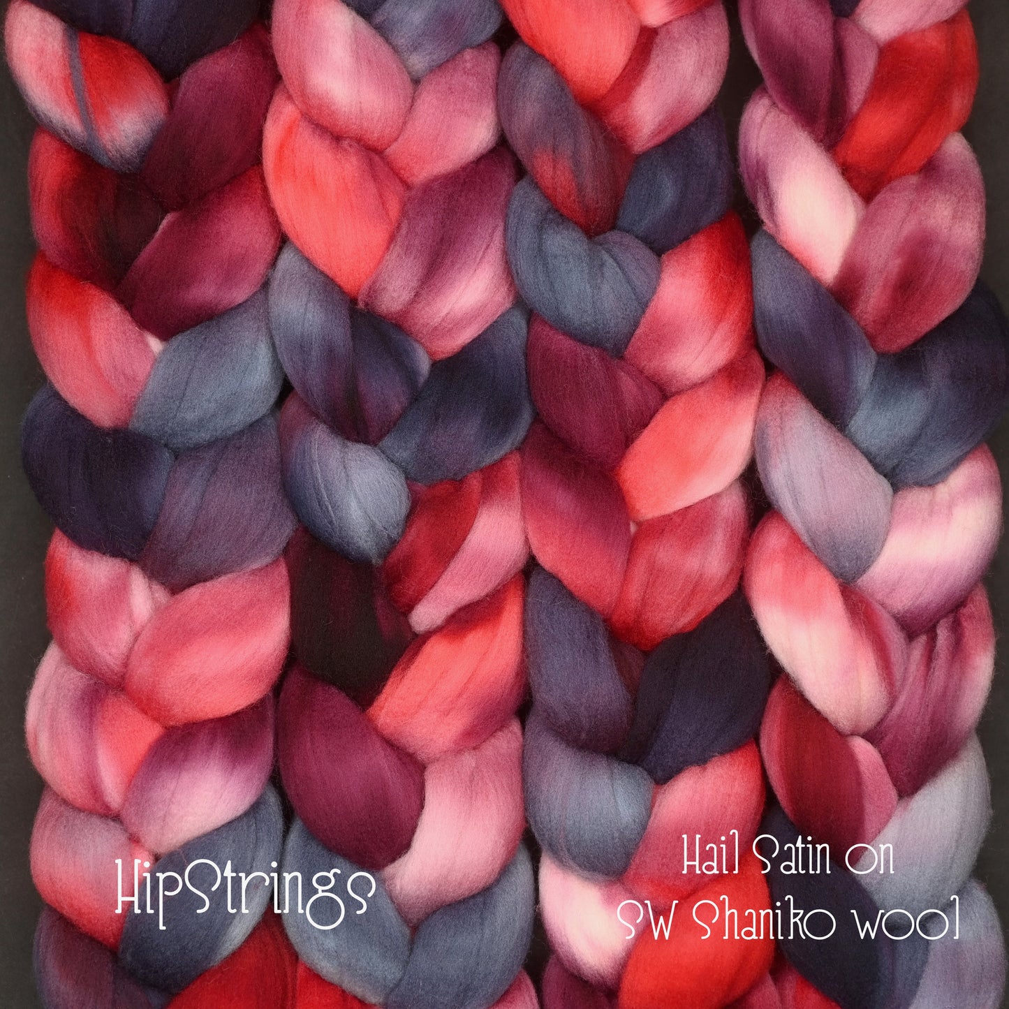 Hail Satin on Hand Dyed SW Targhee Wool Combed Top - 4 oz