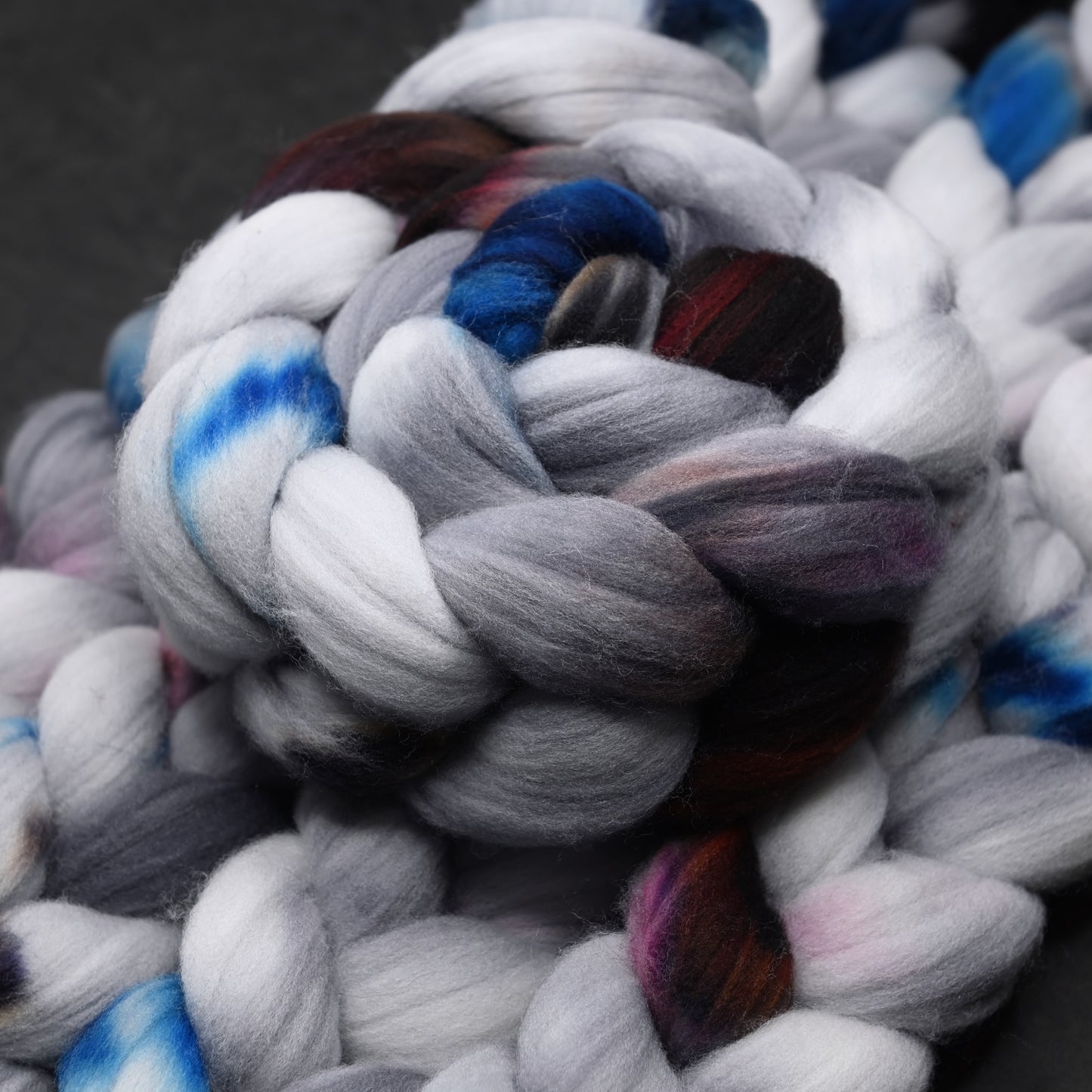 Work Study on Hand Dyed Superwash Targhee Wool Combed Top - 4 oz