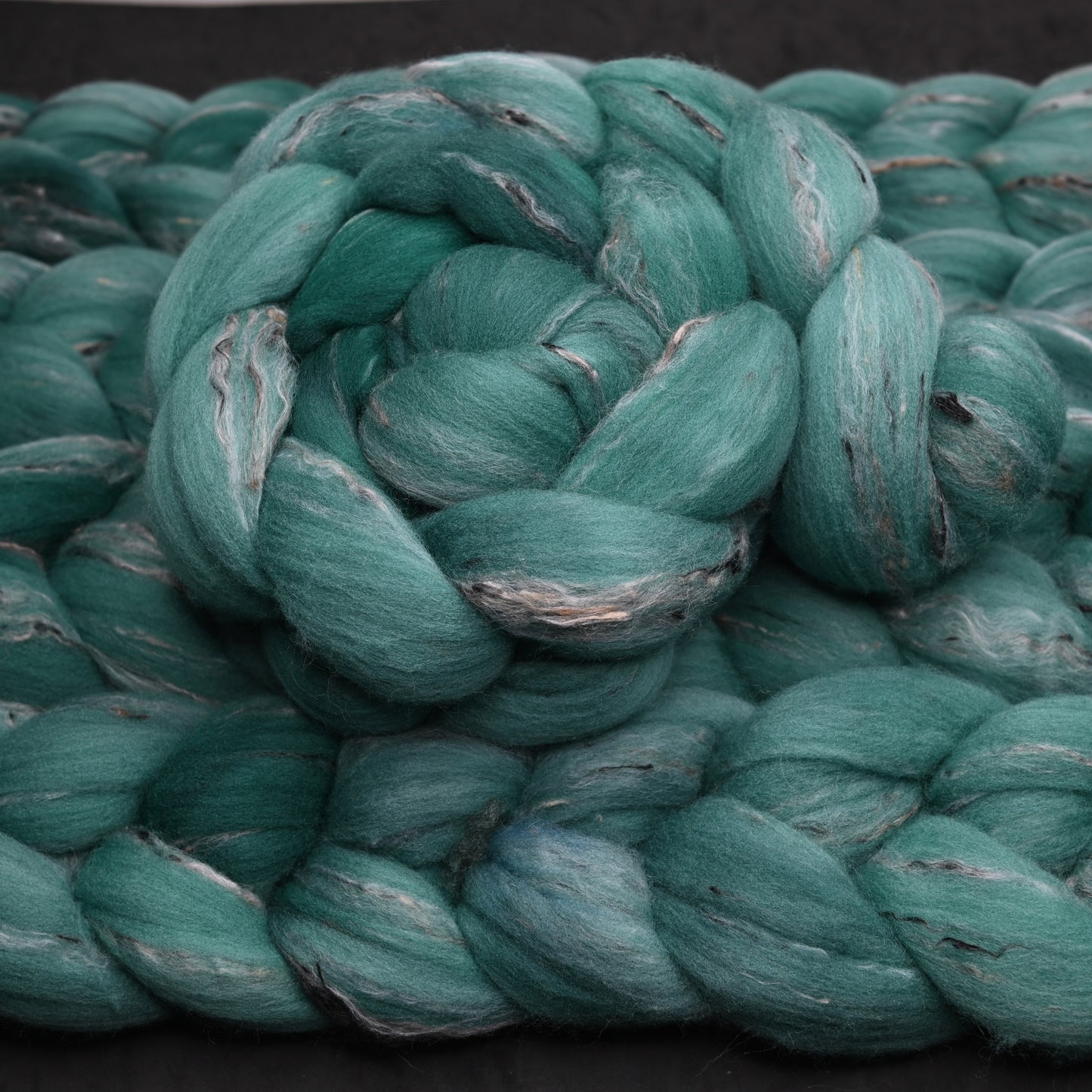 Spruce on Hand Dyed Shaniko Wool Tweed Combed Top - 4 oz