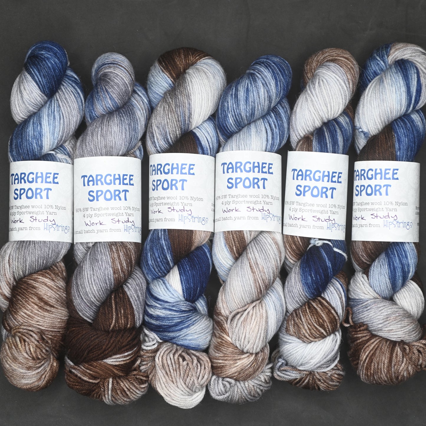 Work Study on Hand Dyed Targhee Wool Sport Yarn - 300 yd/100 g