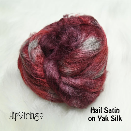 Hail Satin on Hand Dyed Yak Silk Combed Top - 2 oz
