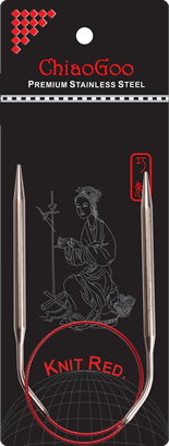 Chiaogoo Premium SS RED Lace Circular Knitting Needle, 16 inch