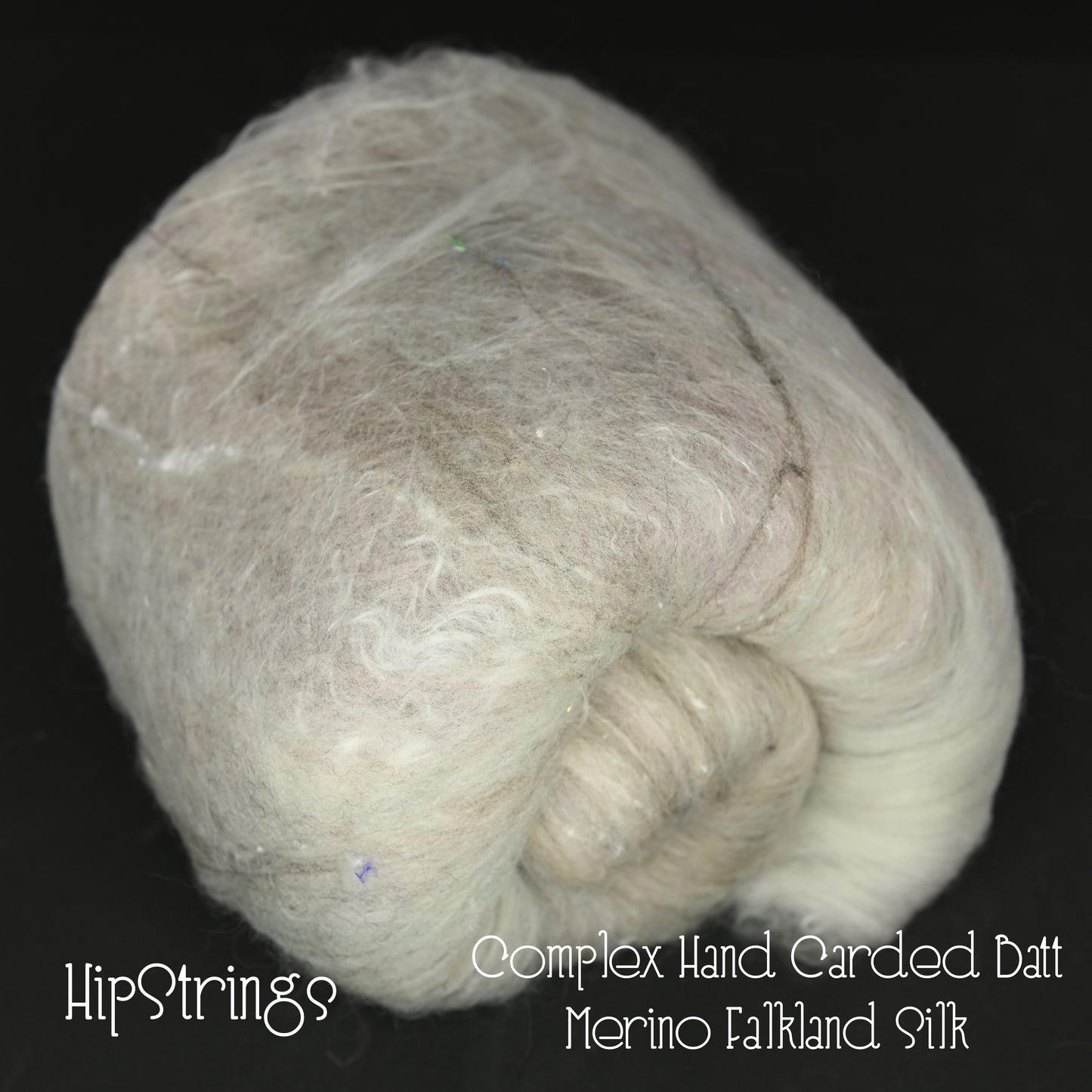 Complex Hand Carded Batt - Wool and Sari Silk - 4 oz