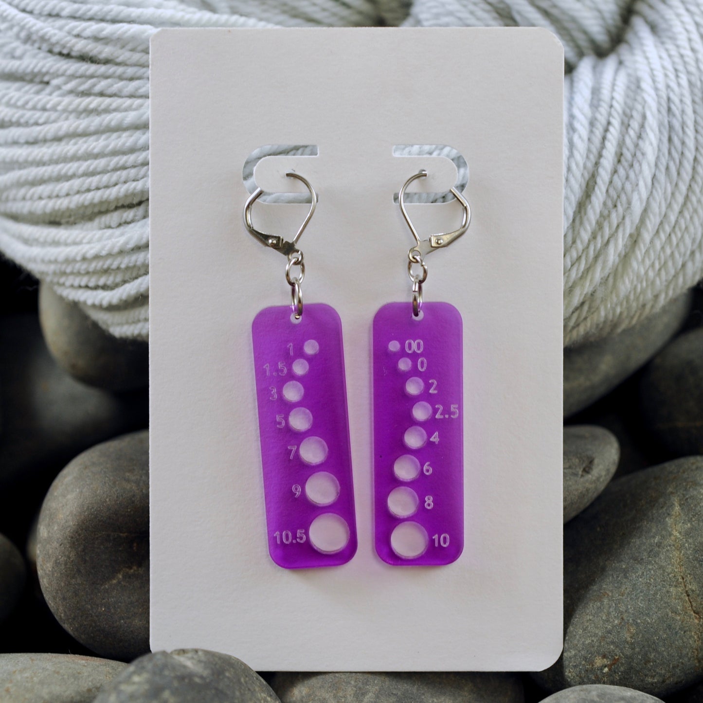 Knitting Needle Gauge Earrings - Assorted Transparent Acrylic
