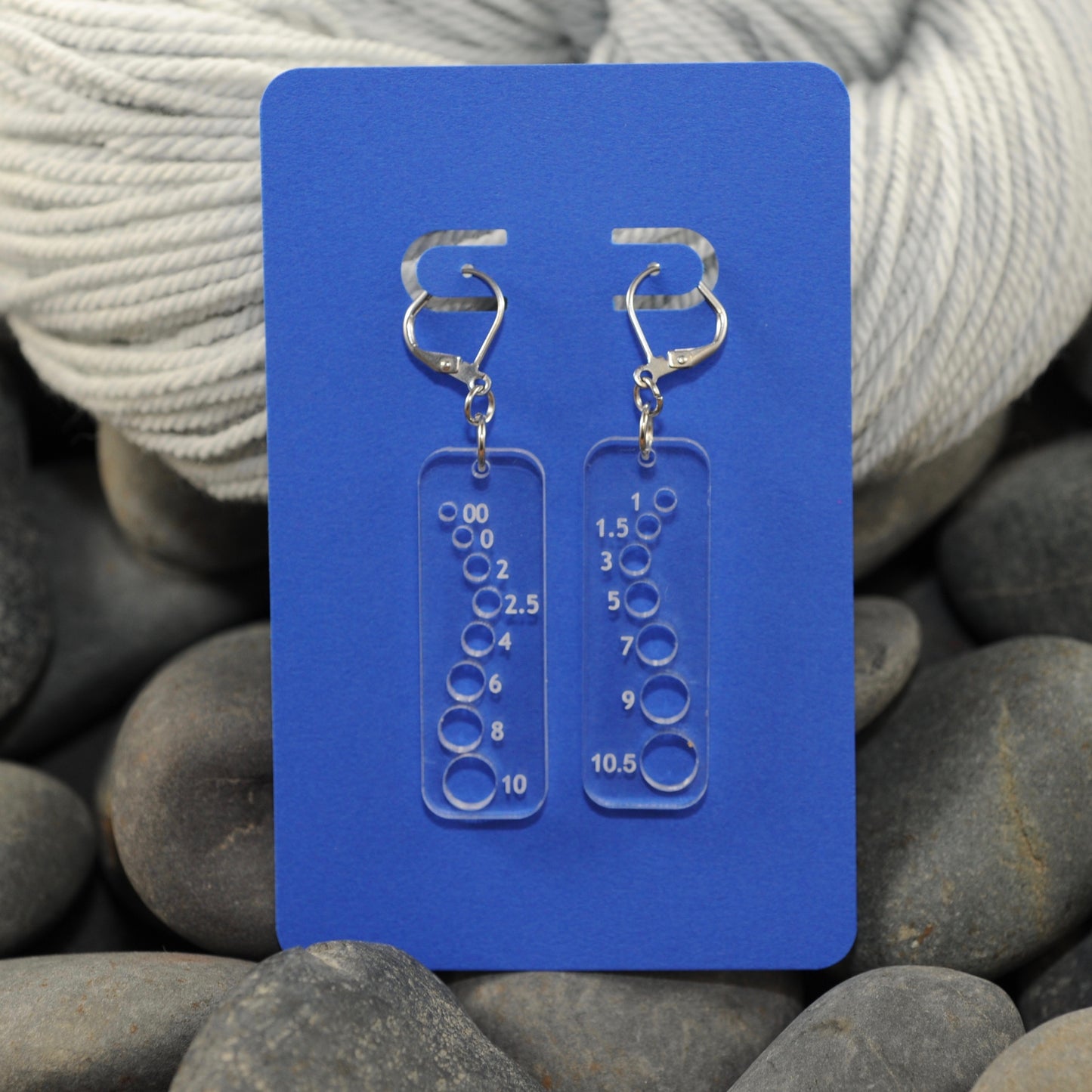 Knitting Needle Gauge Earrings - Assorted Transparent Acrylic