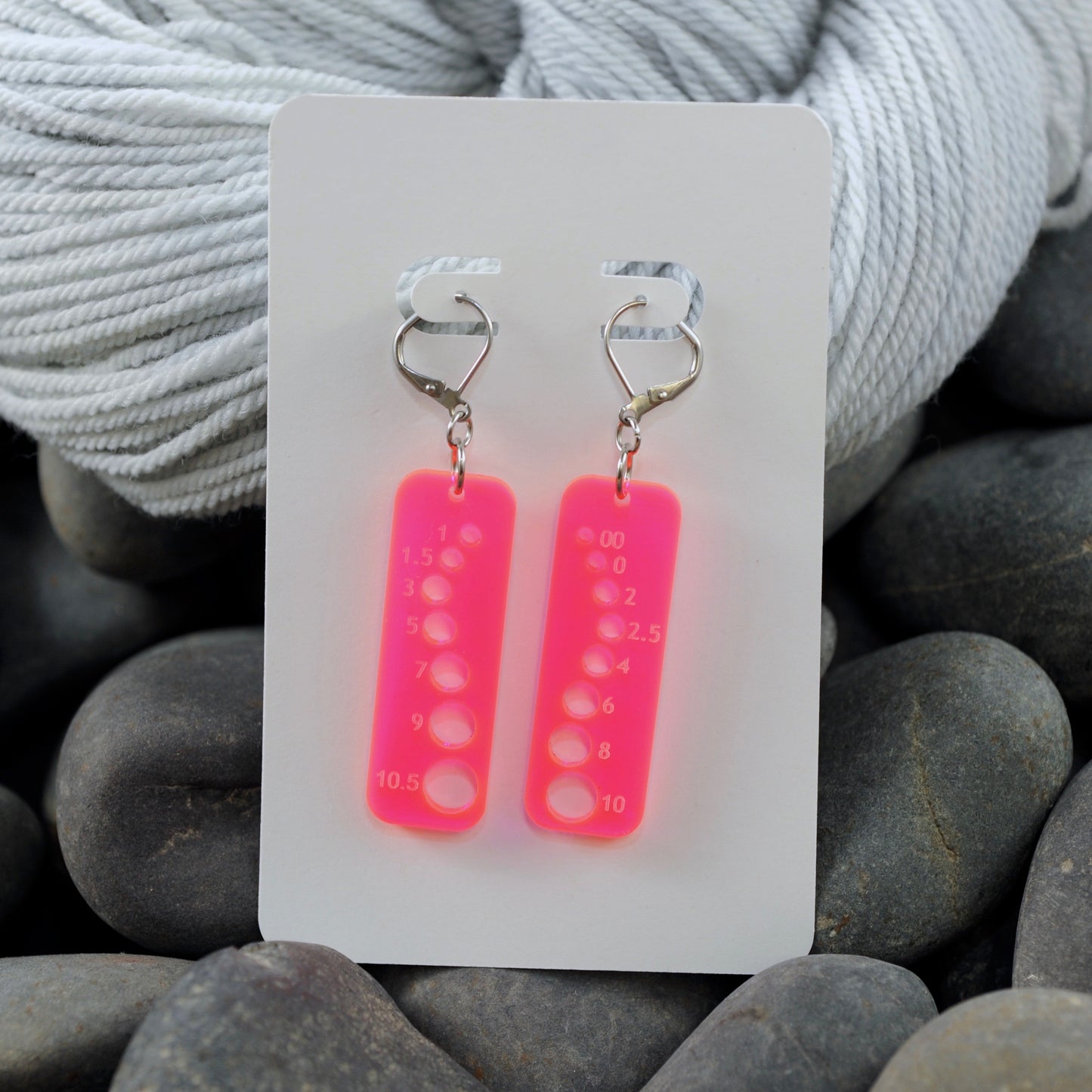 Knitting Needle Gauge Earrings - Assorted Transparent Acrylic