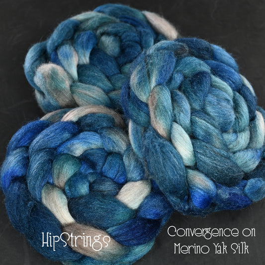 Convergence on Hand Dyed Merino Yak Silk Combed Top - 4 oz