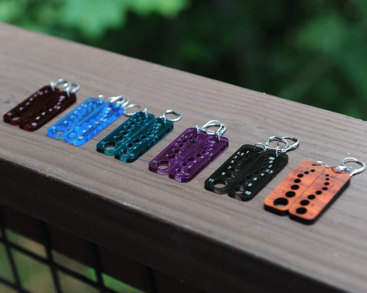 Knitting Needle Gauge Earrings - Assorted Acrylic and Hardwood