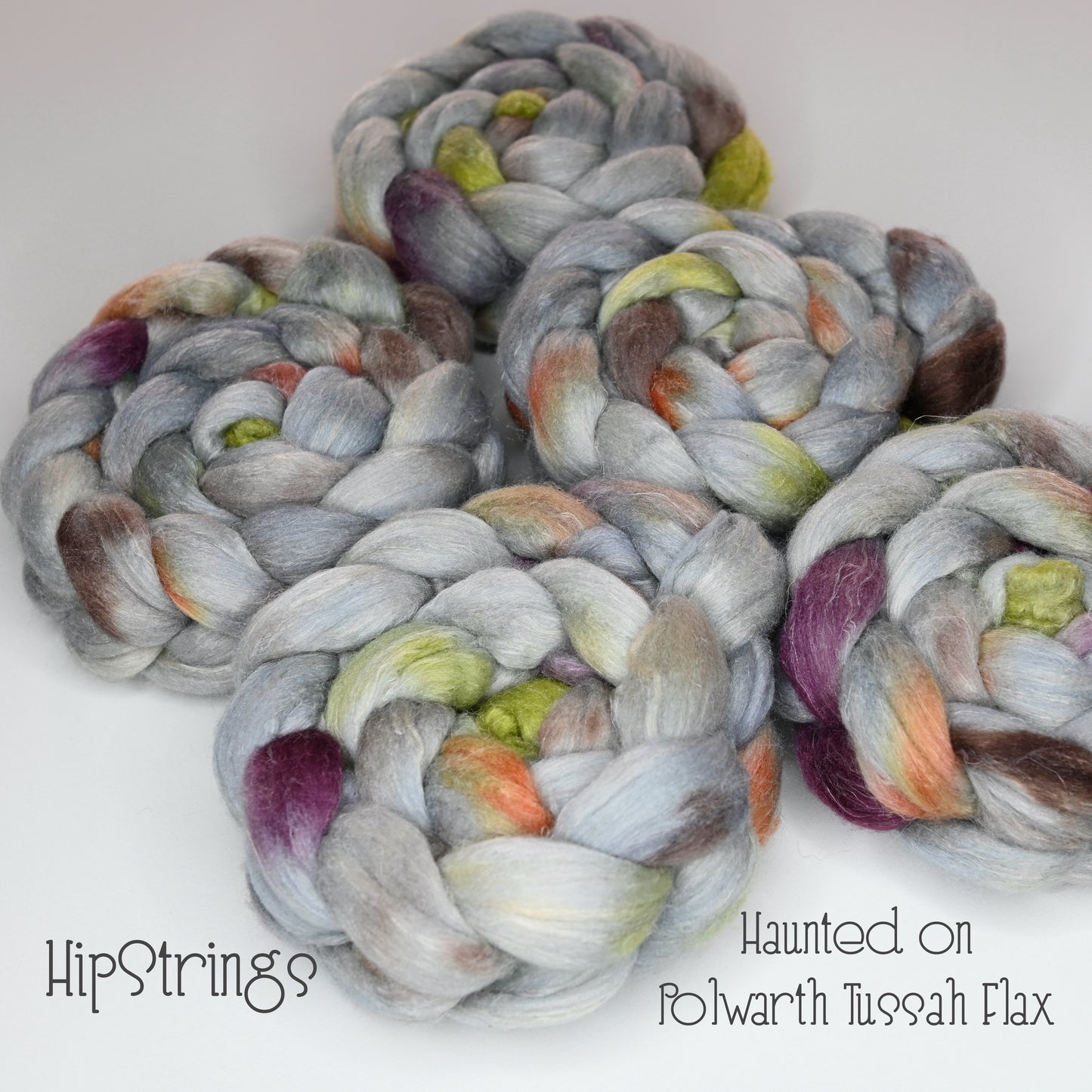Haunted on Hand Dyed Polwarth/Silk/Ramie Combed Wool Top - 4 oz