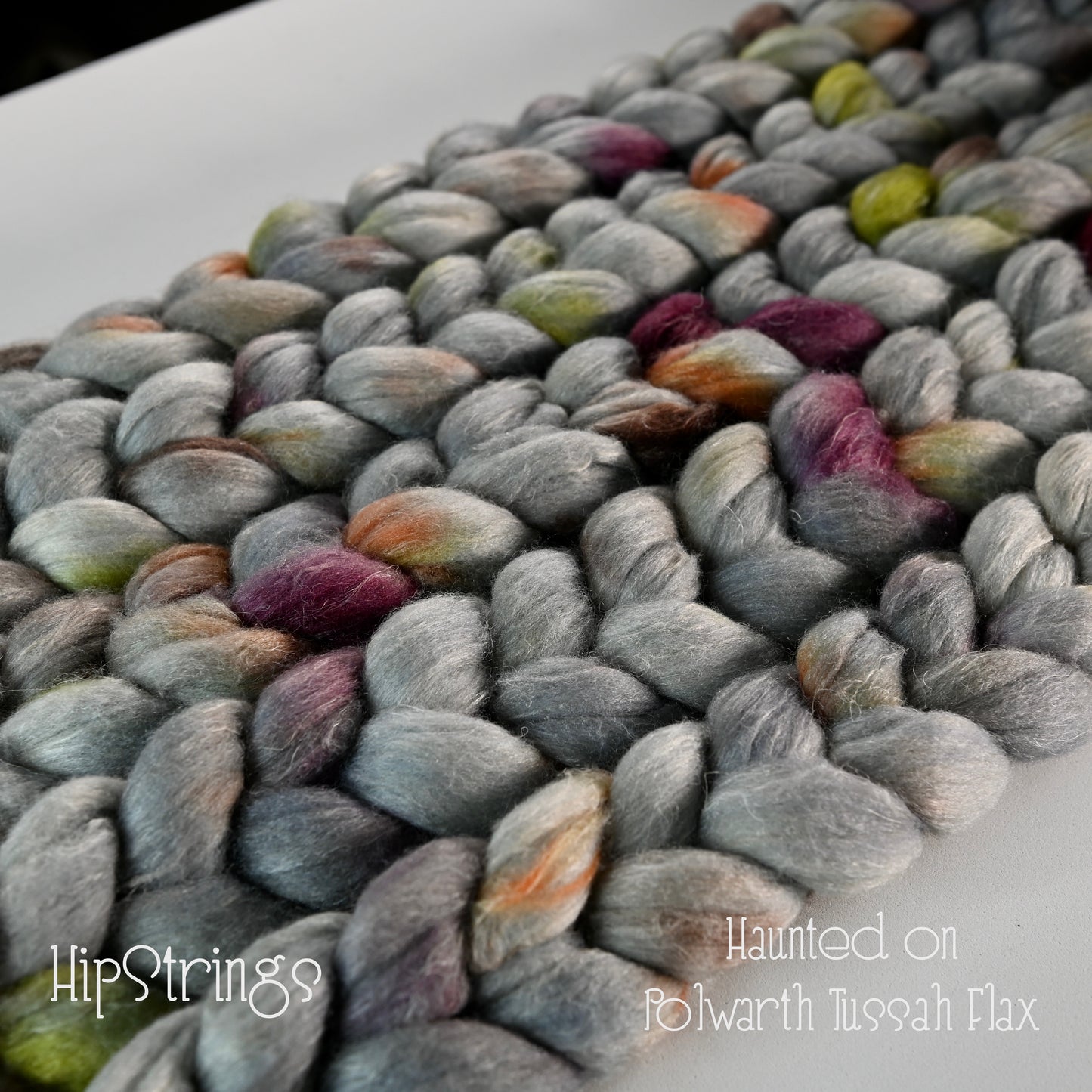 Haunted on Hand Dyed Polwarth/Silk/Ramie Combed Wool Top - 4 oz